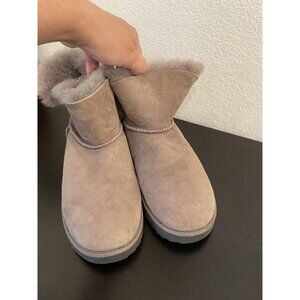 Ugg Classic Cuff Mini Ankle Boots Womens Size 8.5 Gray Purple Winter